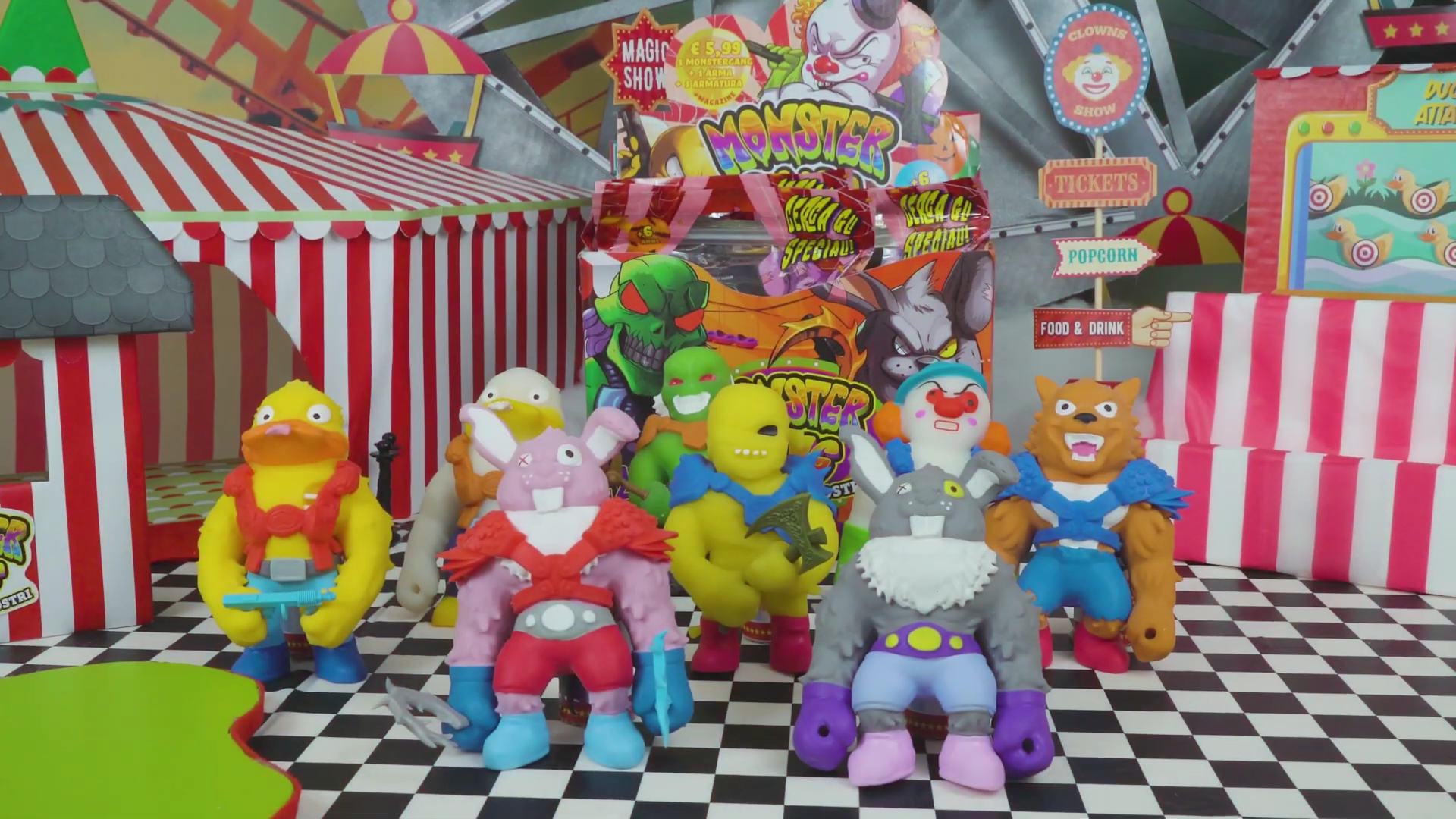 Spot web 2024 per Monster Gang, giochi per bambini, campagna "Il Circo dei Mostri."